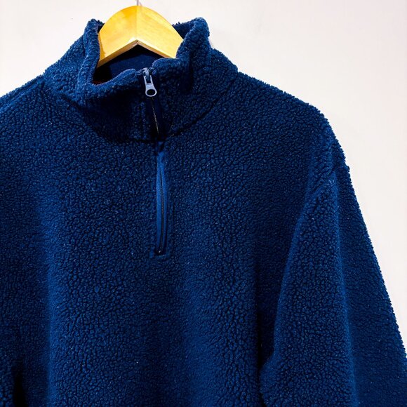 BUM EQUIPMENT Navy sherpa high-neck fleece pullover | Cozy winter | Large - Picture 4 of 8
